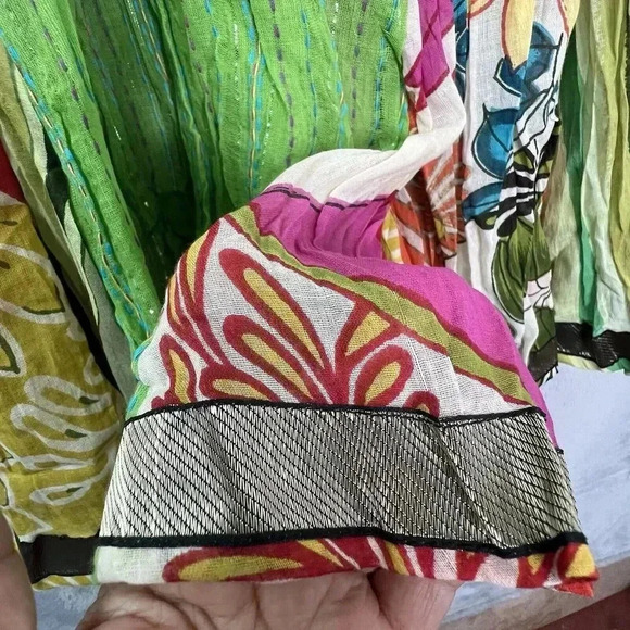 Anü Sz S Colorful Breezy Funky Lightweight‎ Floral Art-to-Wear Skirt Cotton Lux - Picture 14 of 16